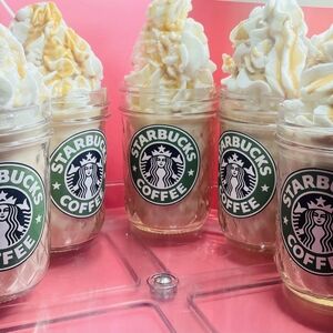 Starbucks Jar Candles with Cream and Gold Swirl